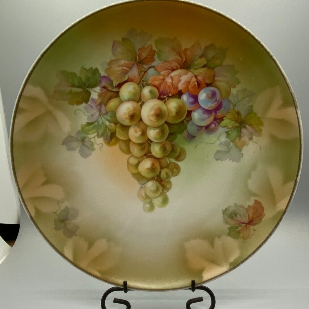 MZ Austria Moritz Zdekauer Hand Painted Grapes Collector Plate 8.75"